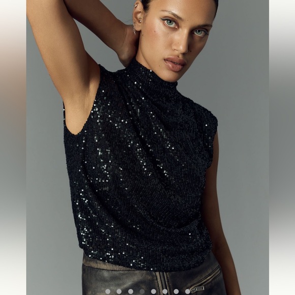 Nwt sequin mock neck shell tank anthro - Picture 5 of 9